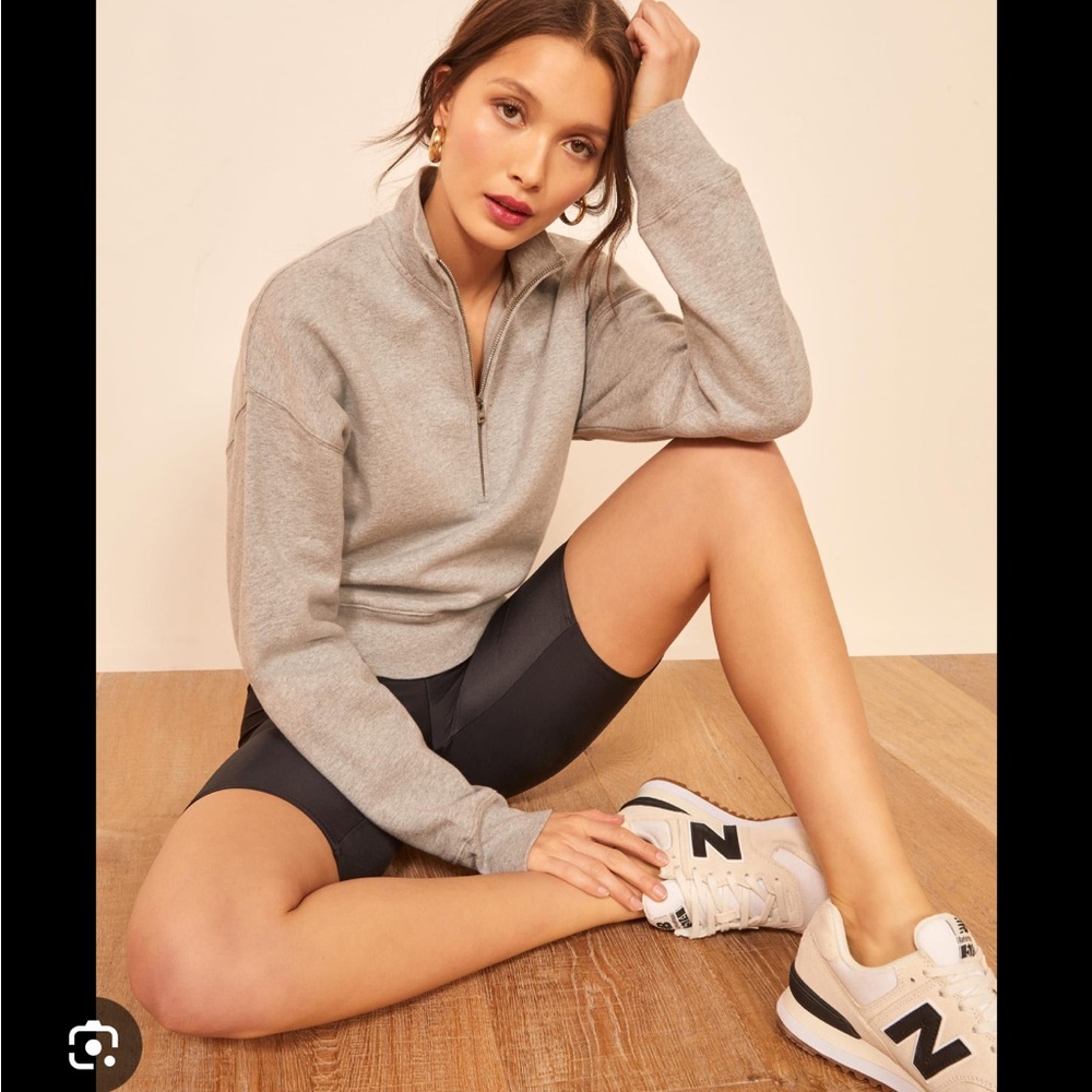 Reformation marla zip fleece sweatshirt - grey